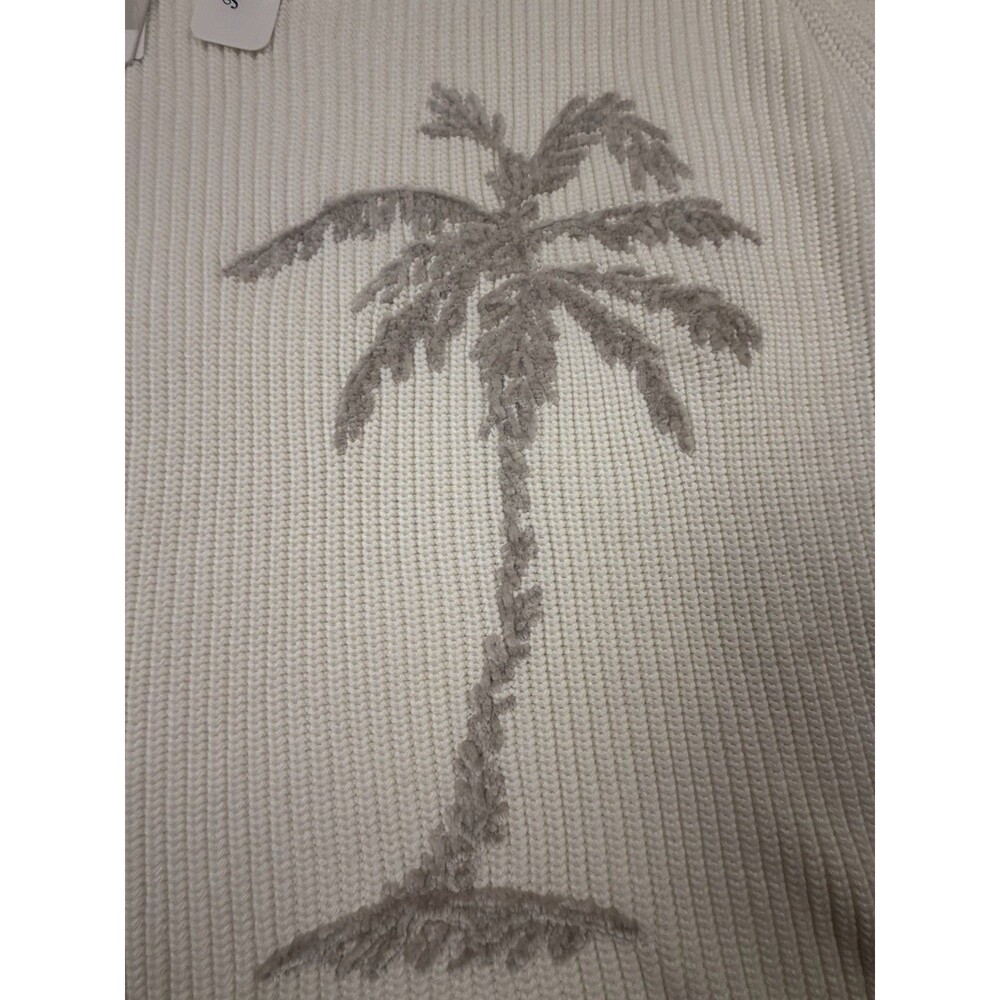 Tommy Bahama Breezy Palm Crew Neck Pullover Sweater Ivory XL Raglan Embroidered - Picture 3 of 10